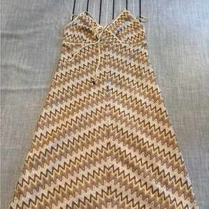 LOFT White and Tan Halter Sundress Resort Wear